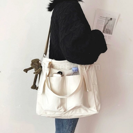 禮品訂造雙兜帆布斜挎單肩兩用包紀念品