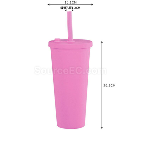 禮品訂造雙層塑膠大孔吸管杯紀念品
