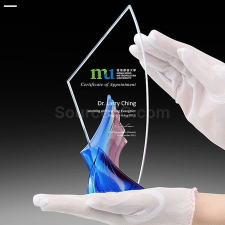 禮品訂造琉雲璃彩水晶獎座紀念品