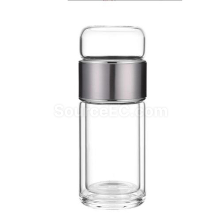 禮品訂造280ML 便攜式茶水分離玻璃杯紀念品