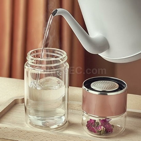 禮品訂造280ML 便攜式茶水分離玻璃杯紀念品
