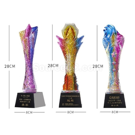禮品訂造幻彩水晶獎座紀念品