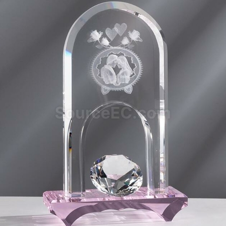 禮品訂造3D內雕水晶門獎座紀念品