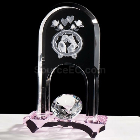 禮品訂造3D內雕水晶門獎座紀念品