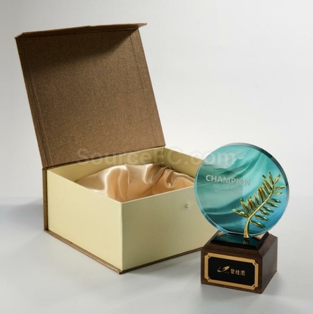 禮品訂造實木水晶獎座紀念品