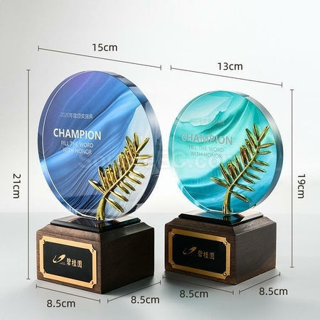 禮品訂造實木水晶獎座紀念品