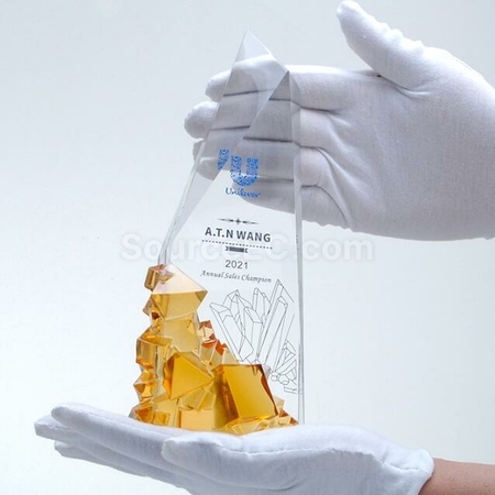 禮品訂造尖峰時刻琉璃水晶獎座紀念品