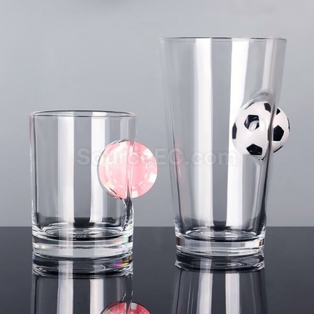 禮品訂造創意造型鑲嵌球啤酒玻璃杯紀念品