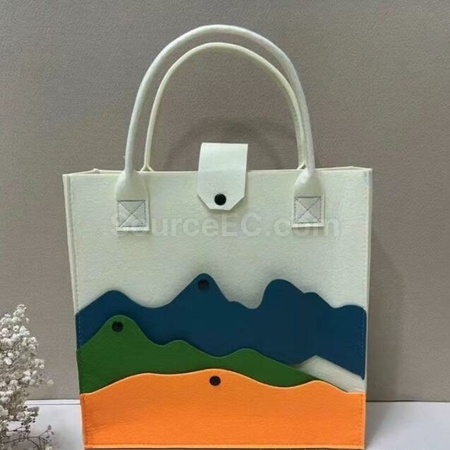 禮品訂造大容量拼色山峰毛氈手提包紀念品