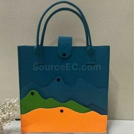 禮品訂造大容量拼色山峰毛氈手提包紀念品