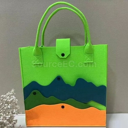 禮品訂造大容量拼色山峰毛氈手提包紀念品