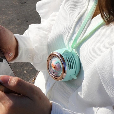 禮品訂造太空艙掛脖靜音小風扇紀念品