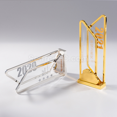 禮品訂造水晶透明金屬獎座紀念品
