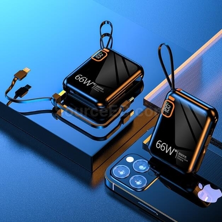 禮品訂造便攜式自帶線手提快充移動電源紀念品