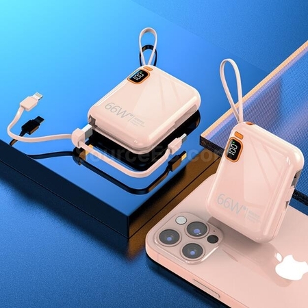 禮品訂造便攜式自帶線手提快充移動電源紀念品