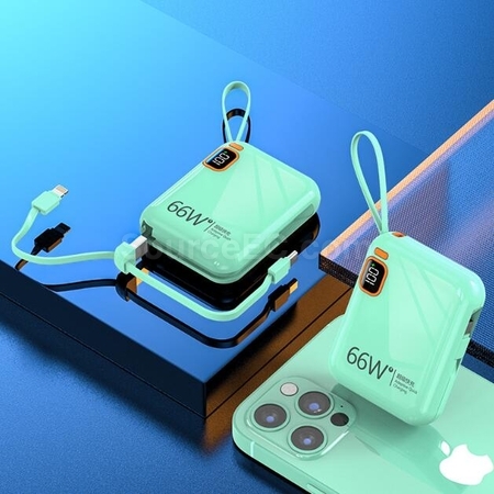 禮品訂造便攜式自帶線手提快充移動電源紀念品