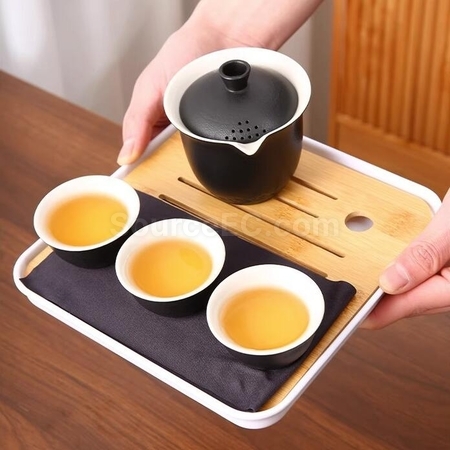 禮品訂造功夫茶一壺三杯旅行戶外便攜套裝紀念品