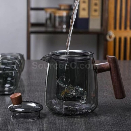 禮品訂造玻璃耐熱茶水分離茶具套裝紀念品