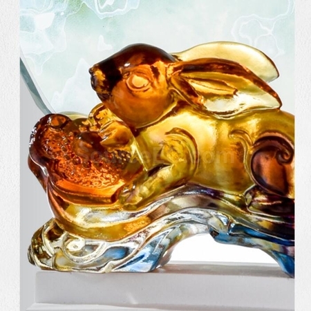 禮品訂造琉璃如意兔紀念獎座紀念品