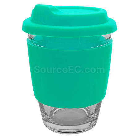 禮品訂造玻璃咖啡杯-矽膠帶紀念品