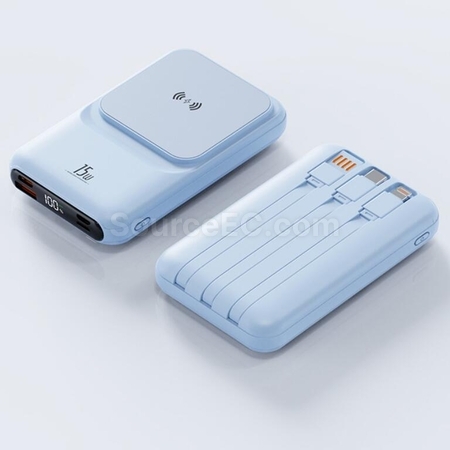 禮品訂造快充自帶線無線充電移動電源紀念品