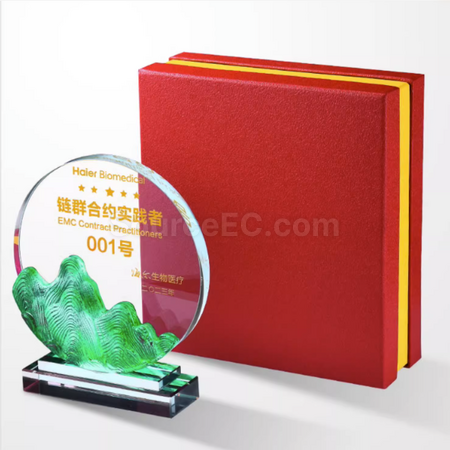 禮品訂造幻彩水晶琉璃獎座紀念品
