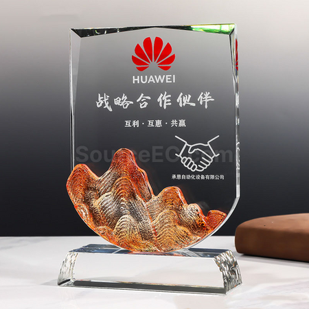 禮品訂造幻彩琉璃水晶座紀念品