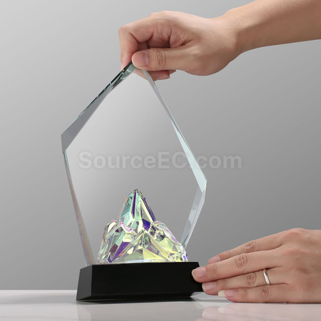 禮品訂造炫彩變色水晶獎座紀念品
