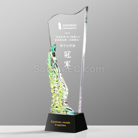 禮品訂造炫彩變色水晶獎座紀念品