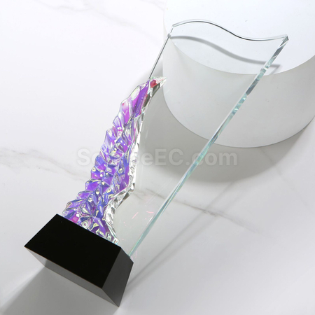 禮品訂造炫彩變色水晶獎座紀念品