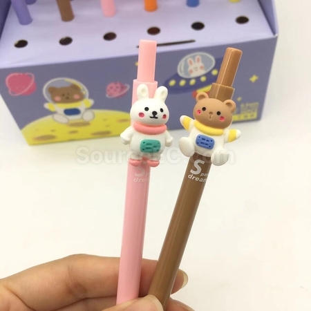 禮品訂造卡通太空中按壓中性筆紀念品