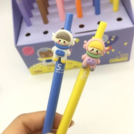 禮品訂造卡通太空中按壓中性筆紀念品
