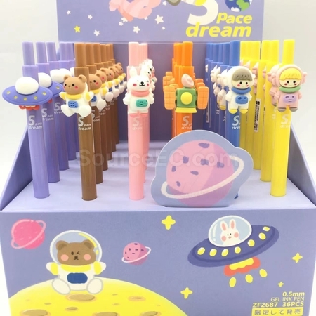 禮品訂造卡通太空中按壓中性筆紀念品