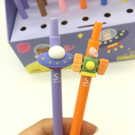禮品訂造卡通太空中按壓中性筆紀念品