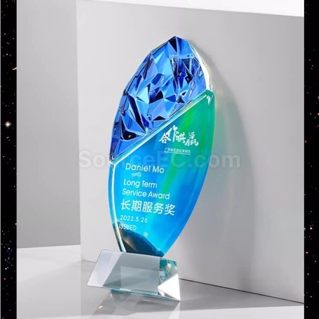 禮品訂造炫彩變色水晶獎座紀念品