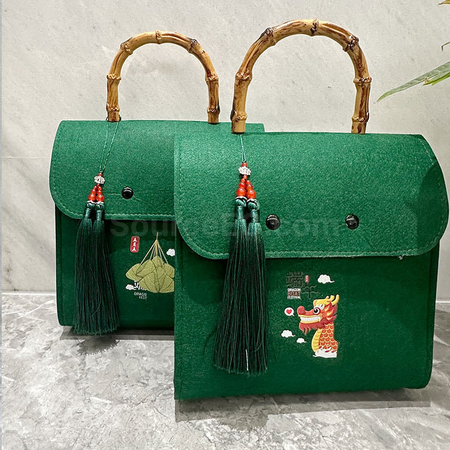 禮品訂造木柄毛氈手挽袋紀念品
