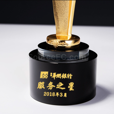 禮品訂造金銀銅星星水晶獎座紀念品