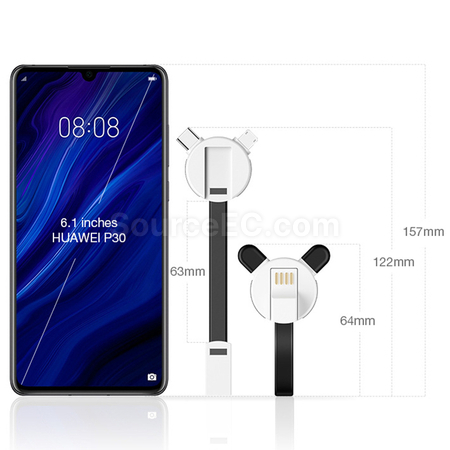 禮品訂造小熊貓卡通數據充電線紀念品
