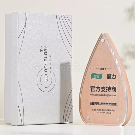 禮品訂造創意水滴實木亞克力獎座紀念品