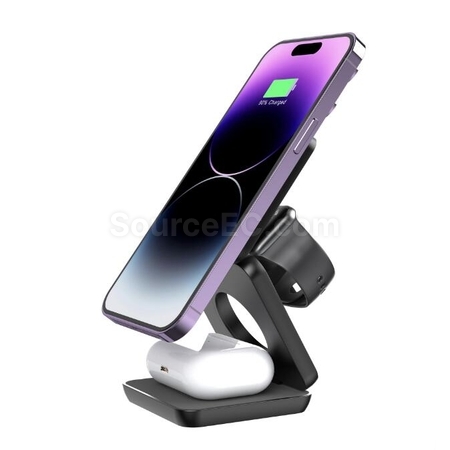 禮品訂造折疊式無線磁吸三合一充電器紀念品