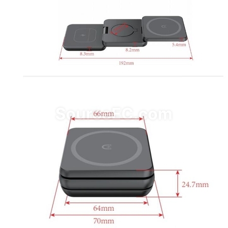 禮品訂造折疊式無線磁吸三合一充電器紀念品