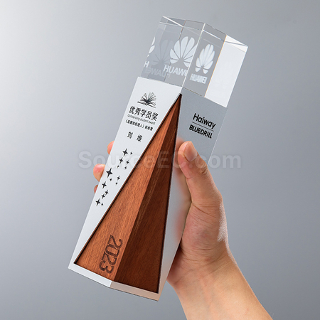 禮品訂造實木水晶獎座紀念品