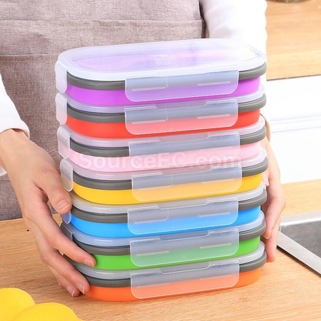 禮品訂造環保矽膠折疊飯盒(帶餐具)紀念品