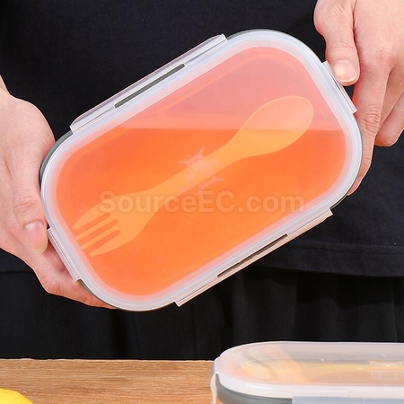 禮品訂造環保矽膠折疊飯盒(帶餐具)紀念品