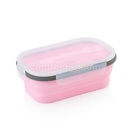 禮品訂造環保矽膠折疊飯盒(帶餐具)紀念品