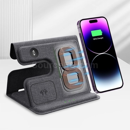 禮品訂造折疊無線充皮革手機支架紀念品