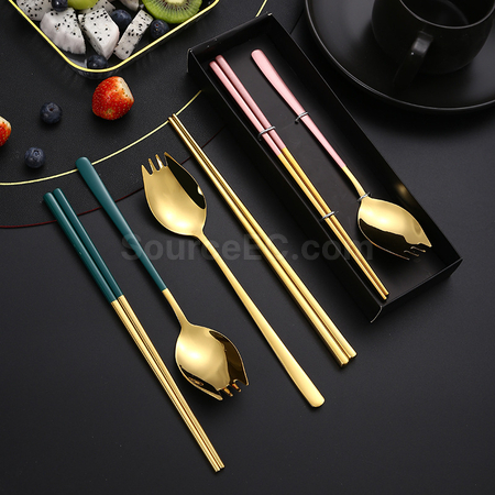 禮品訂造二合一勺叉筷子餐具紀念品