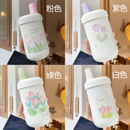 禮品訂造奶茶保溫杯帶木紋可愛小熊皮套紀念品