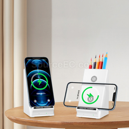 禮品訂造15W手機無線充電手機支架筆筒紀念品