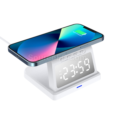 禮品訂造無線充電器三合一檯燈時鐘紀念品